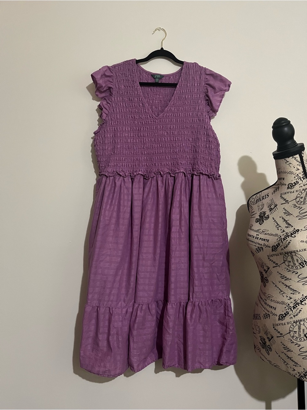 Purple Smocked Dress Plus Size 2X / 3X Beautiful and Flattering